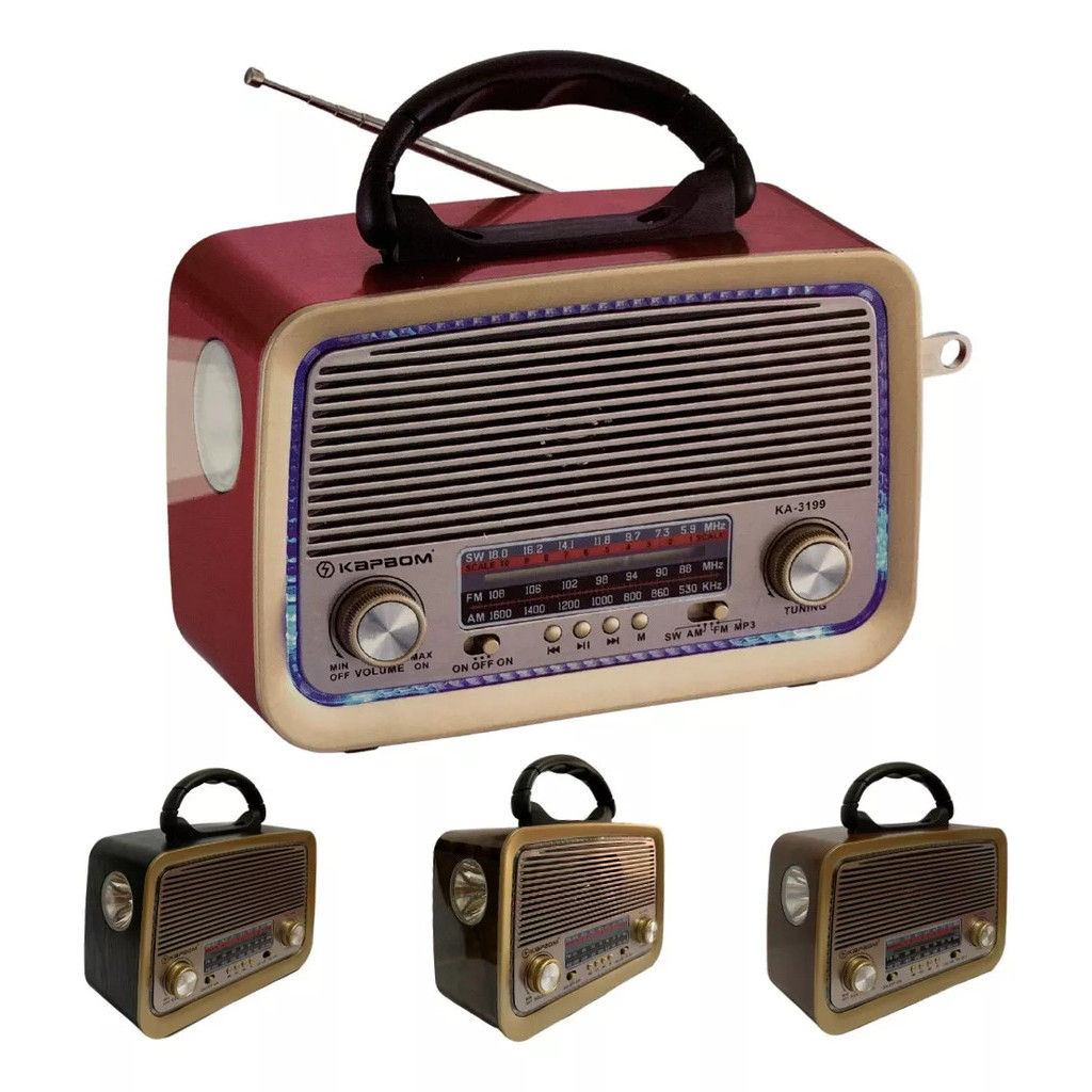 Rádio Retro Vintage Bluetooth Am Fm Usb Aux Sd Caixa de Som Recarregável Antena Analogico