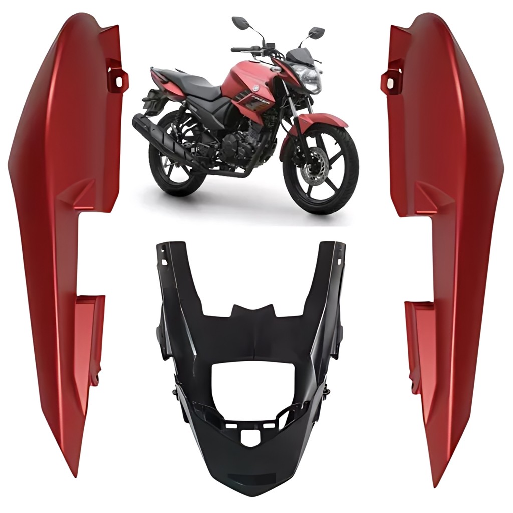 KIT RABETA COMPLETA LATERAL TRASEIRA VERMELHO FOSCO FAZER 150 2019 2022 PARAMOTOS YAMAHA