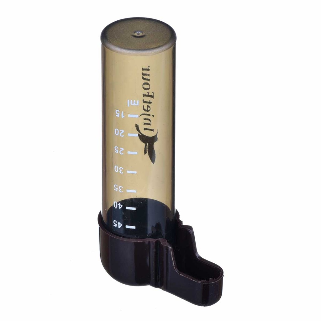 Bebedouro Original Curió Âmbar Graduado - 45ml com Medição para Medicamentos de Pássaros e Aves