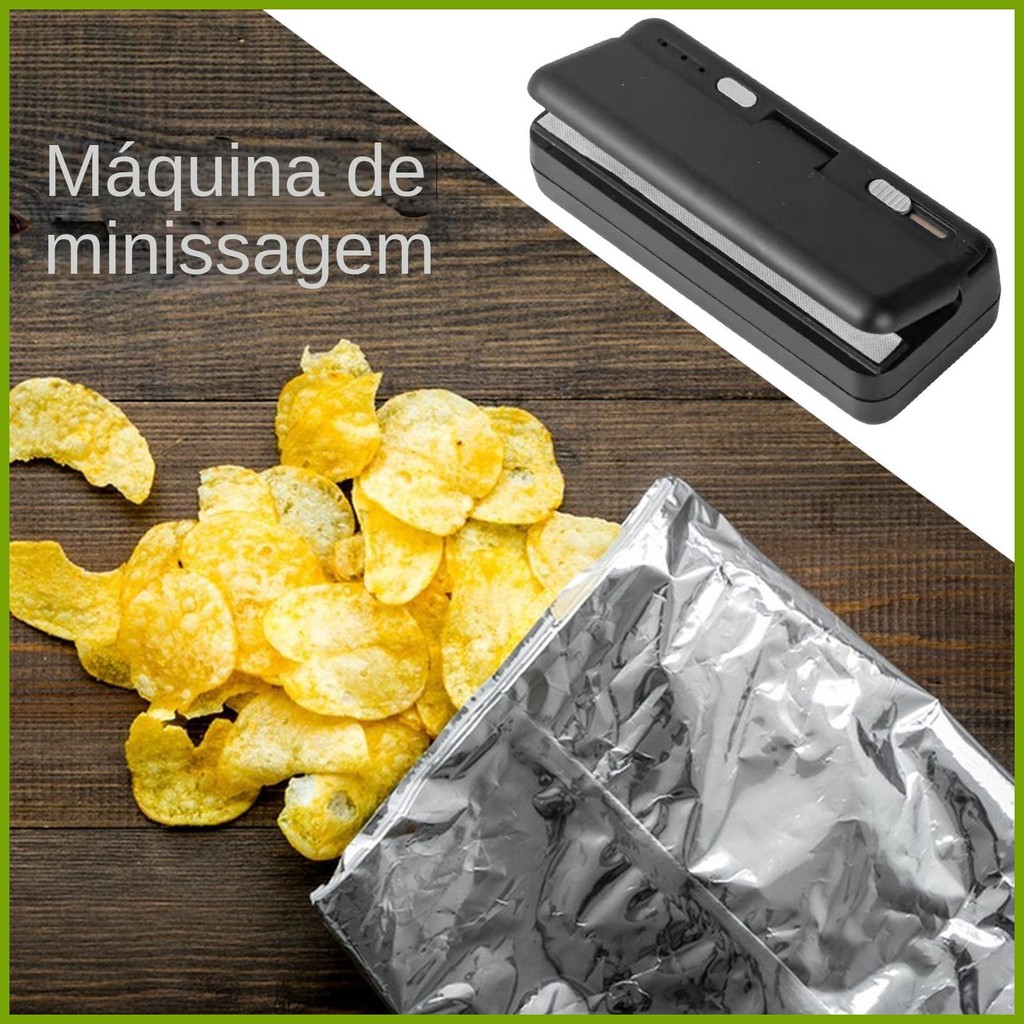 Seladores A Vácuo Portáteis Para Alimentos USB Saco Recarregável Selador De Chip lrnbr