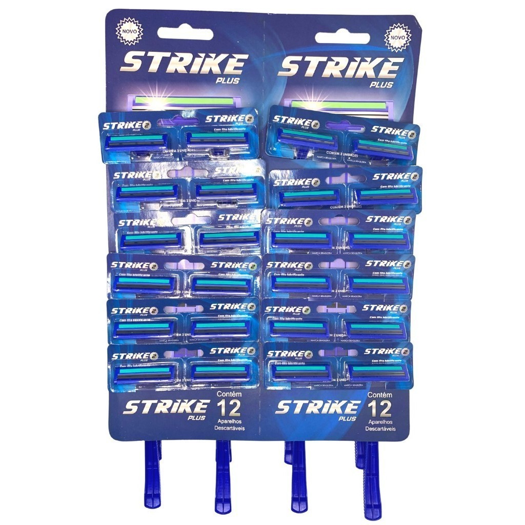Aparelho de Barbear Strike Plus azul cartela c/24