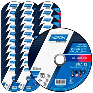 Disco de Corte BNA 12 para Metal e Inox 4.1/2 POL Kit com 25 Unidades NORTON em Oferta na Shopee