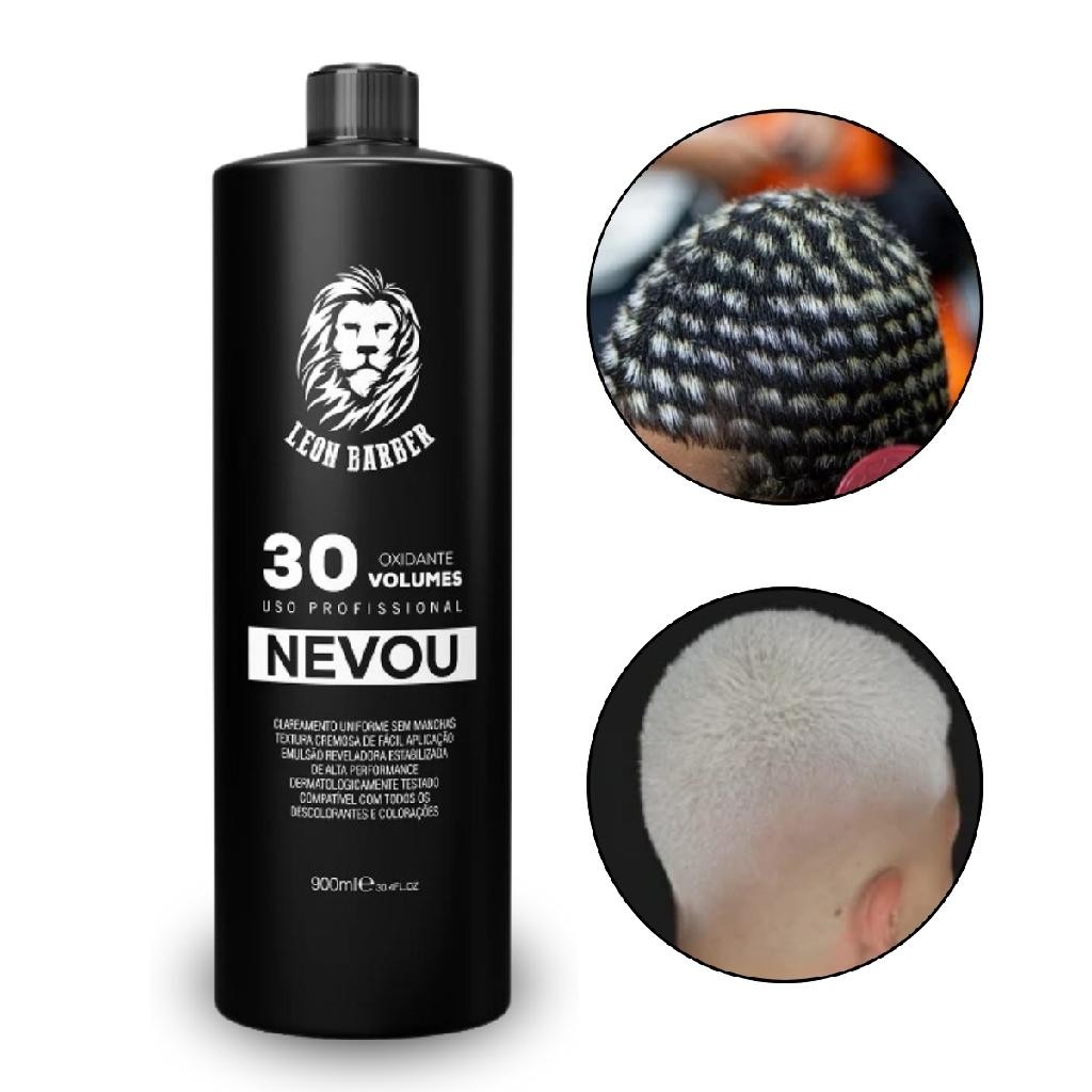 Água Oxigenada 30 Volumes 900ml Nevou Leon Barber Barbearia Barbeiro Cabelo Masculino Mechas Luzes