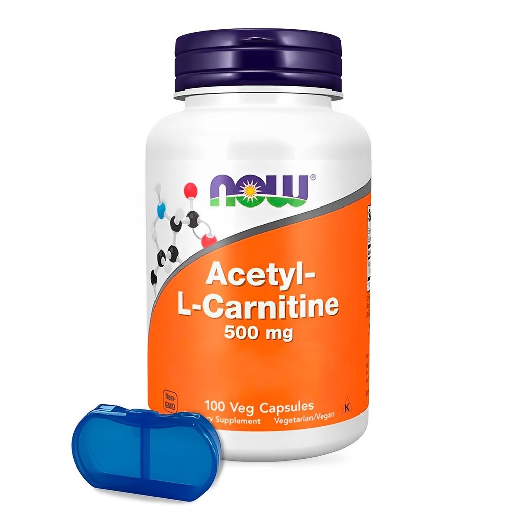 Acetil L-Carnitina 500mg Now Foods 100 Cáps + Porta Cápsulas em Oferta na Shopee