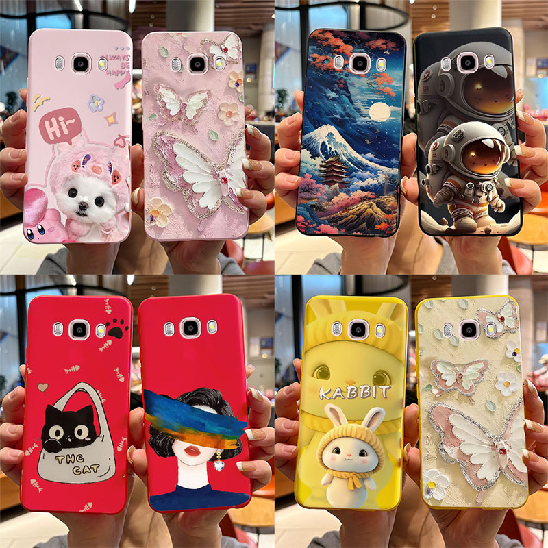 Para Samsung Galaxy J5 2016/J7 2016 SM-J510F J710F Caixa De Papelão Fosco Telefone Butterfly Astronaut Capa Impressa TPU Macia