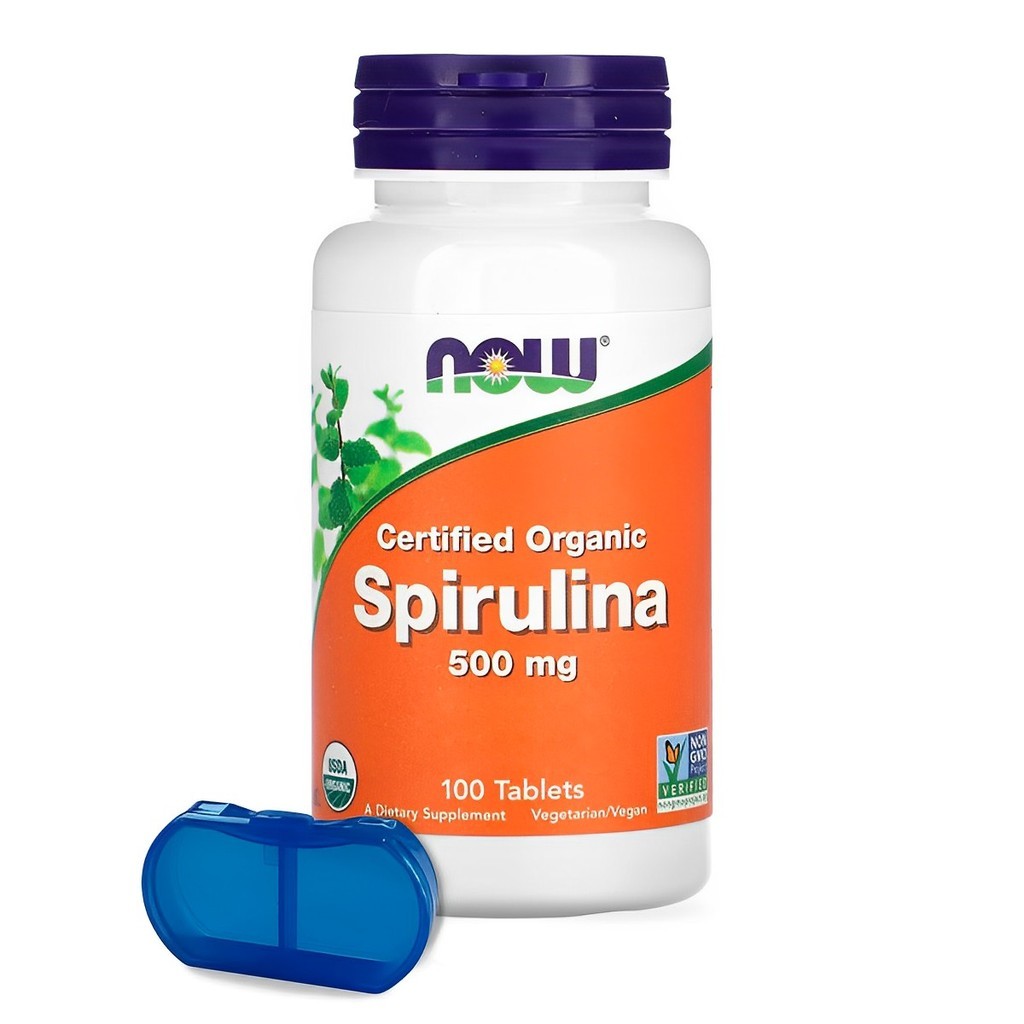 Spirulina Orgânica 500mg Now Foods 100 Tab + Porta Cápsulas