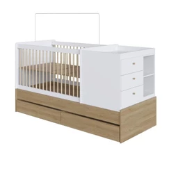 Berço Multifuncional com Cômoda 5 Gavetas Marrom Branco