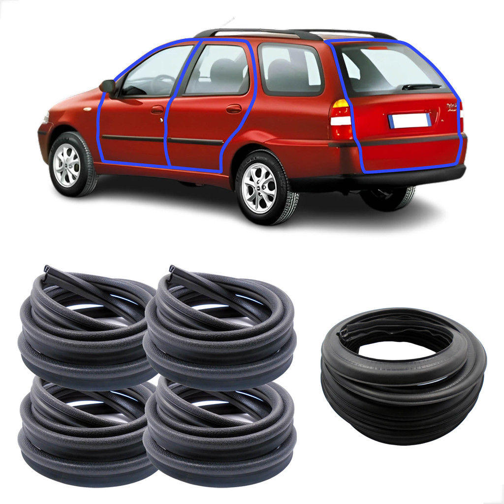 Kit Borrachas 4 Portas e Porta Malas Fiat Palio Weekend 1997 a 2020 Borrachauto em Oferta na Shopee