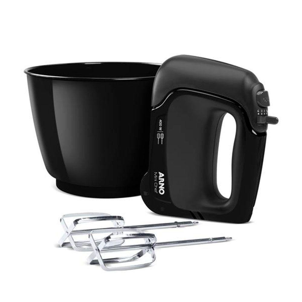 Batedeira 400w 4 Velocidades 2 Tigelas Mini Chef Hm11 Arno Preto 110v