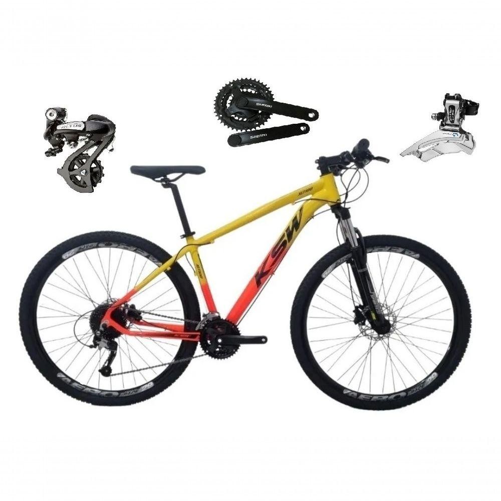 Bicicleta Aro 29 Ksw Xlt Shimano Altus 24v Freio Disco Hidráulico Garfo Trava - Amarelo/laranja Tam.19