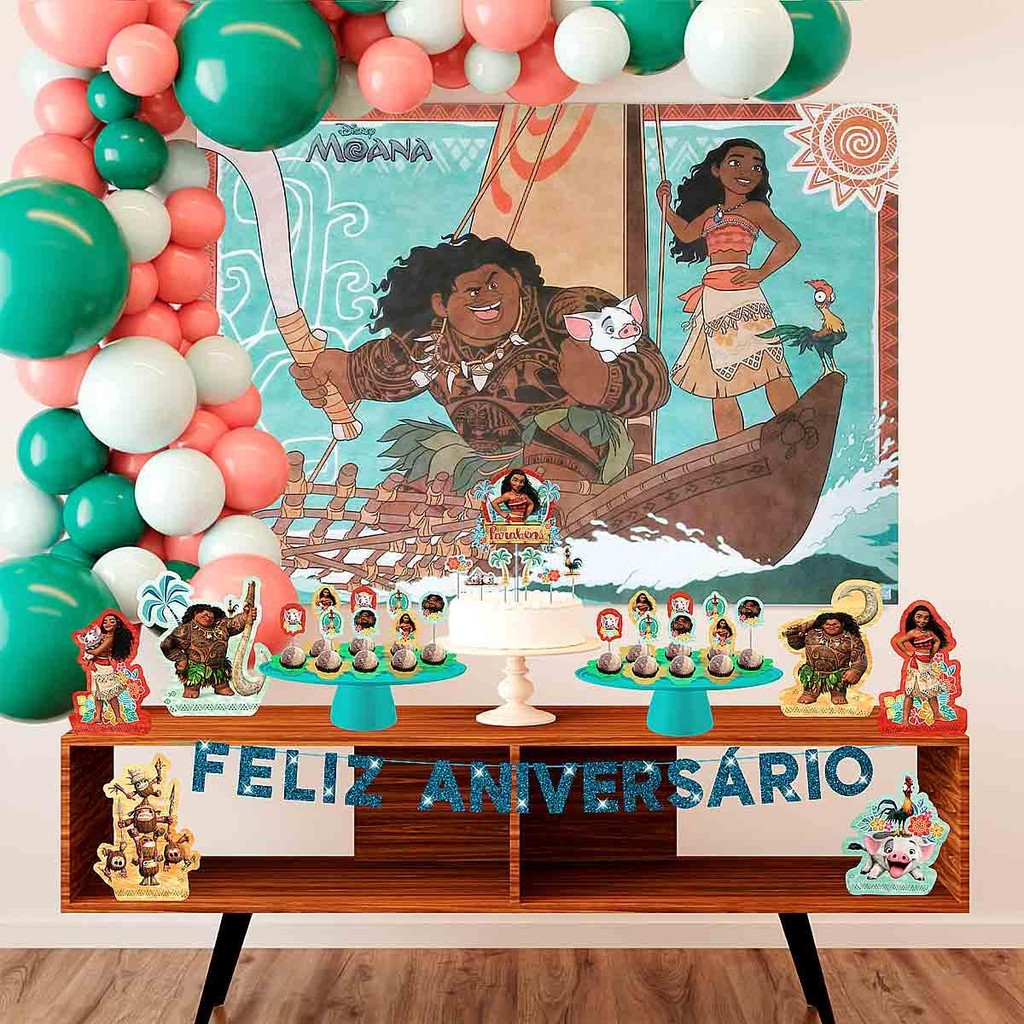 Kit Festa De Aniversário Moana Com 39 Peças Infantil Em Eva em Oferta na Shopee