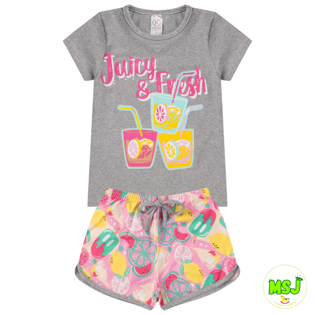 Conjunto Infantil Sortido Feminino Blusa + Shorts Kit Roupa Menina Juvenil Algodão Confortável