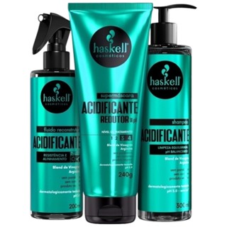 Kit Acidificante 1 Shampoo 300ml 1 Fluído 200ml 1 Supermáscara 240g Haskell
