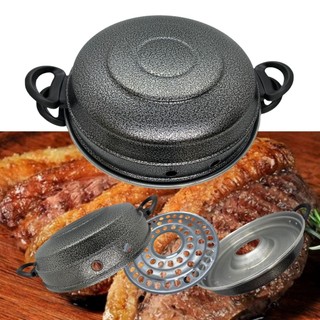 CHURRASQUEIRA DE FOGÃO ALUMÍNIO POLIDO E CRAQUEADO C/GRELHA FAZ CARNES GRELHADOS ASSA PÃES A VAPOR. em Oferta na Shopee