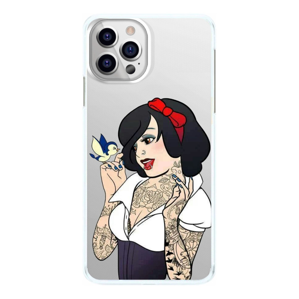 Capinha Branca de Neve Tatuada Passarinho Capa de Celular