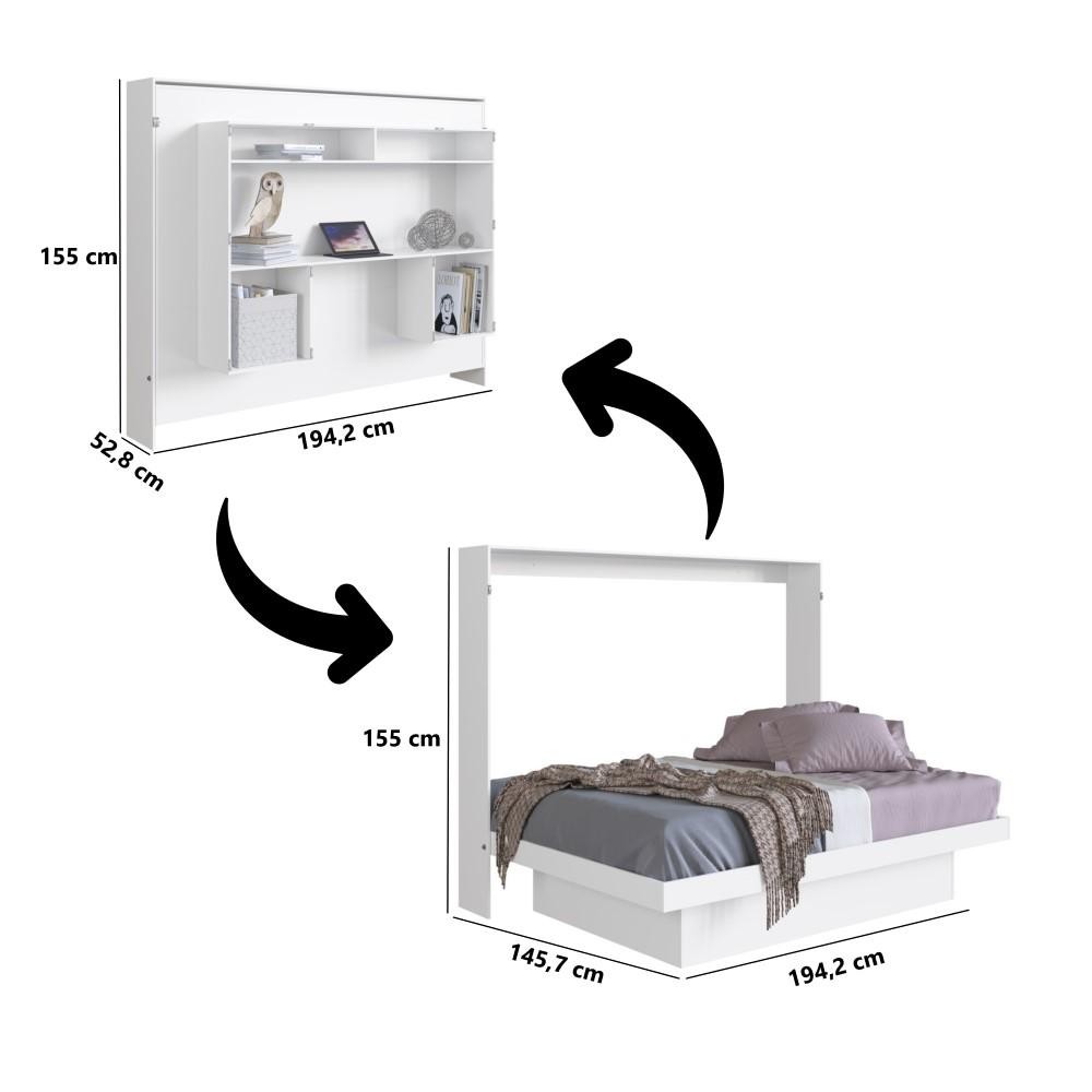 Cama de Casal Articulável Horizontal com Estação de Trabalho Latino Art In Móveis Branca · foto 2