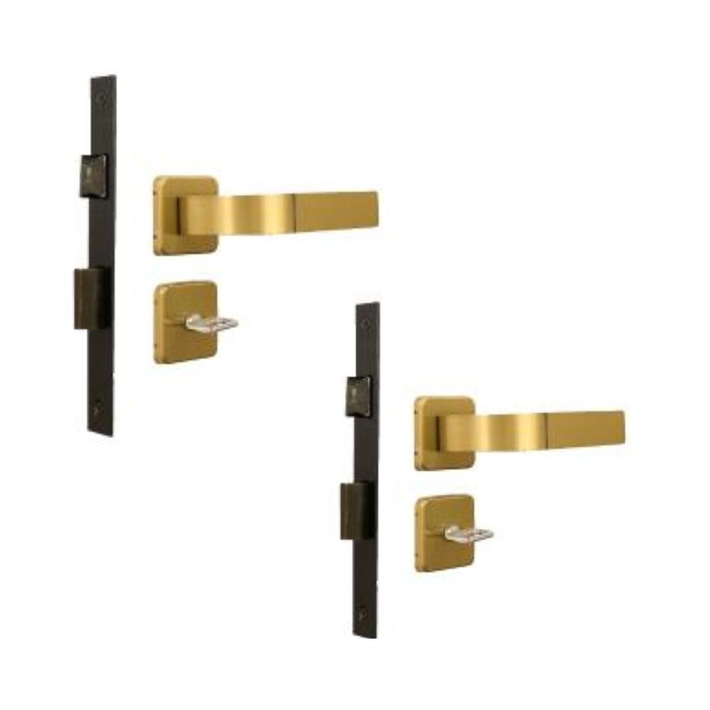 Kit 2 Fechaduras Banheiro Roseta Módena Bronze Latonado MGM em Oferta na Shopee