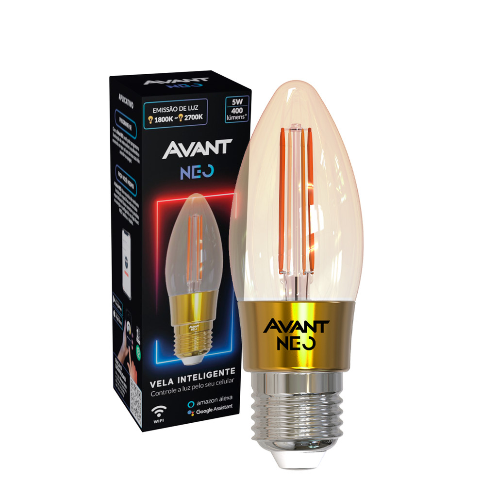 Lâmpada Decorativa Inteligente Vela E27 Smart Wifi 5w 1800k-2700k Avant Neo em Oferta na Shopee