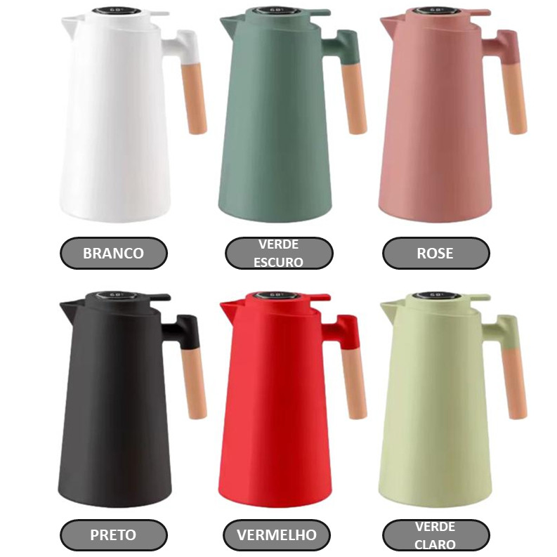 Garrafa Térmica Café e Chá Digital Com Medidor de Temperatura Varias Cores ENVIO IMEDIATO