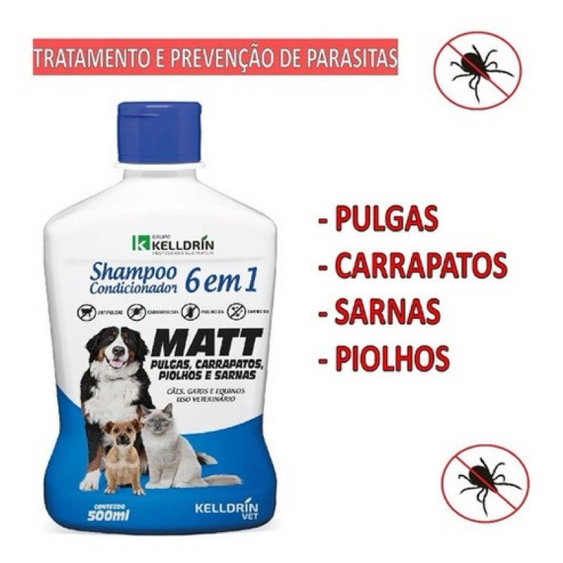 Shampoo Kelldrin 6 Em 1 Anti Pulgas E Carrapatos 500ml -  envio imediato