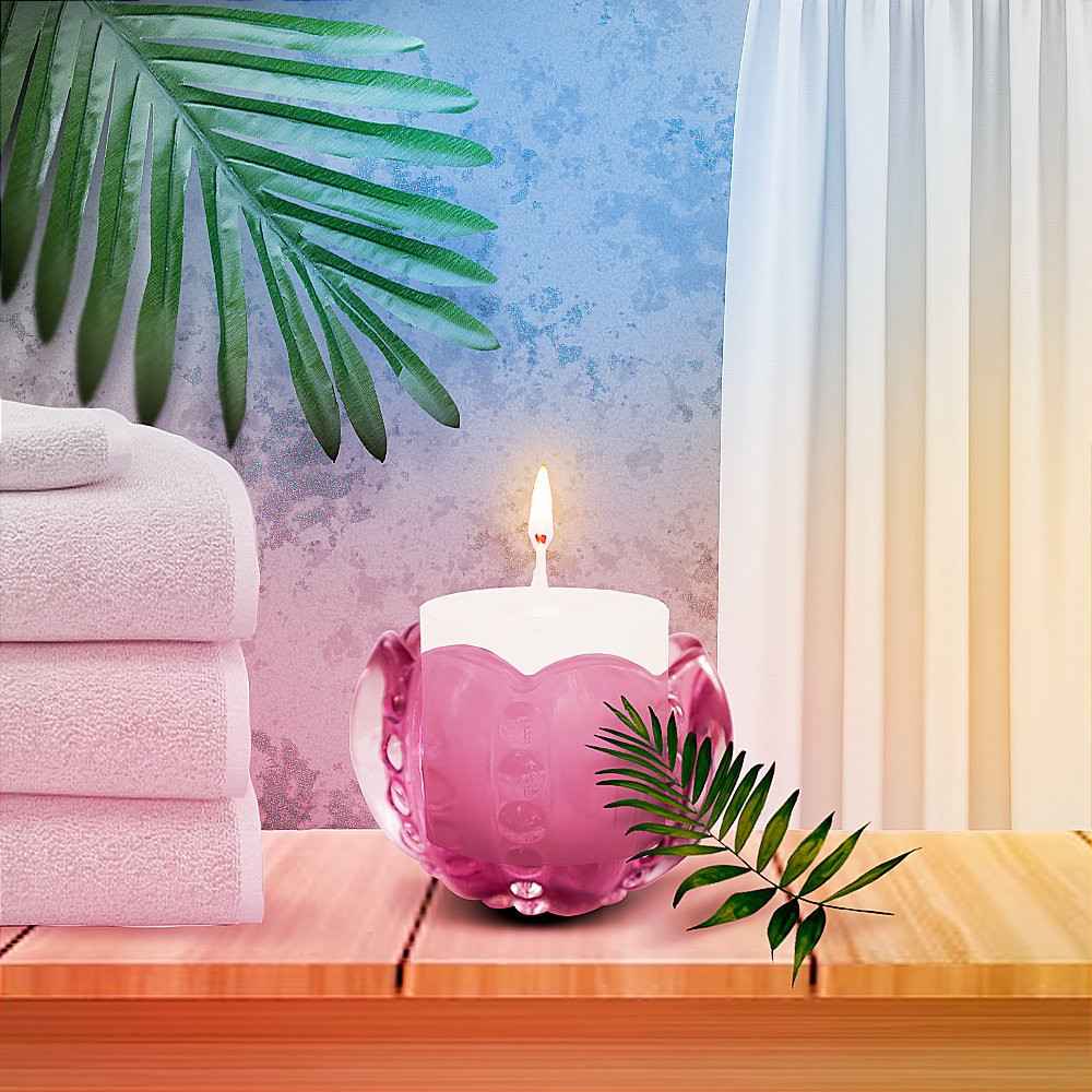 Porta Velas Castiçal Redondo Formato de Flor de Vidro Charme para Decoração