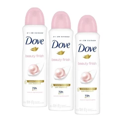 Kit com 3 Desodorantes Antitranspirantes Aerosol Dove Beauty Finish 150 ml