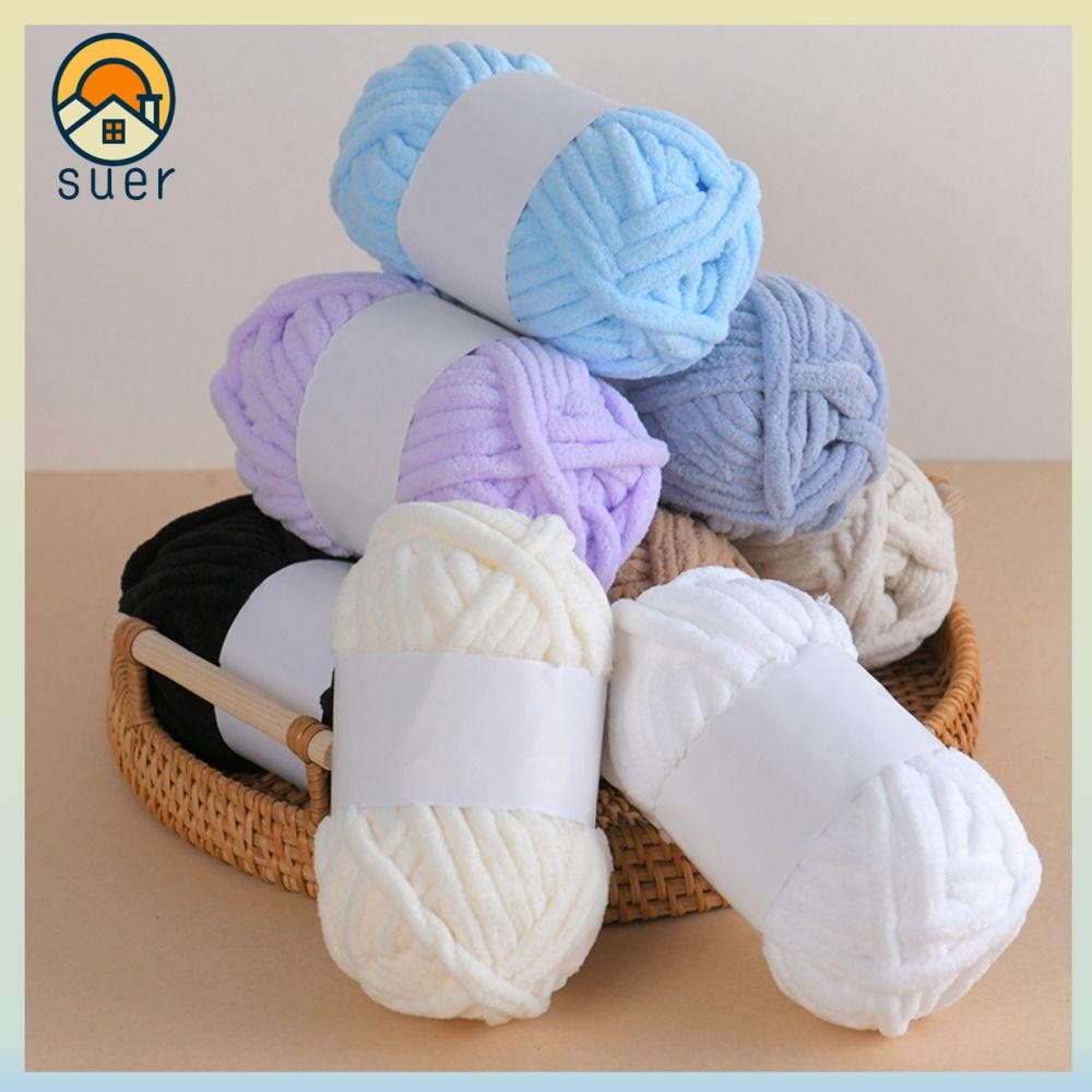Fio De Lã Grossa SUEBR , Tira De Gelo Grosso Colorido Tricô Manual De Chenille Anti-Pilling em Oferta na Shopee