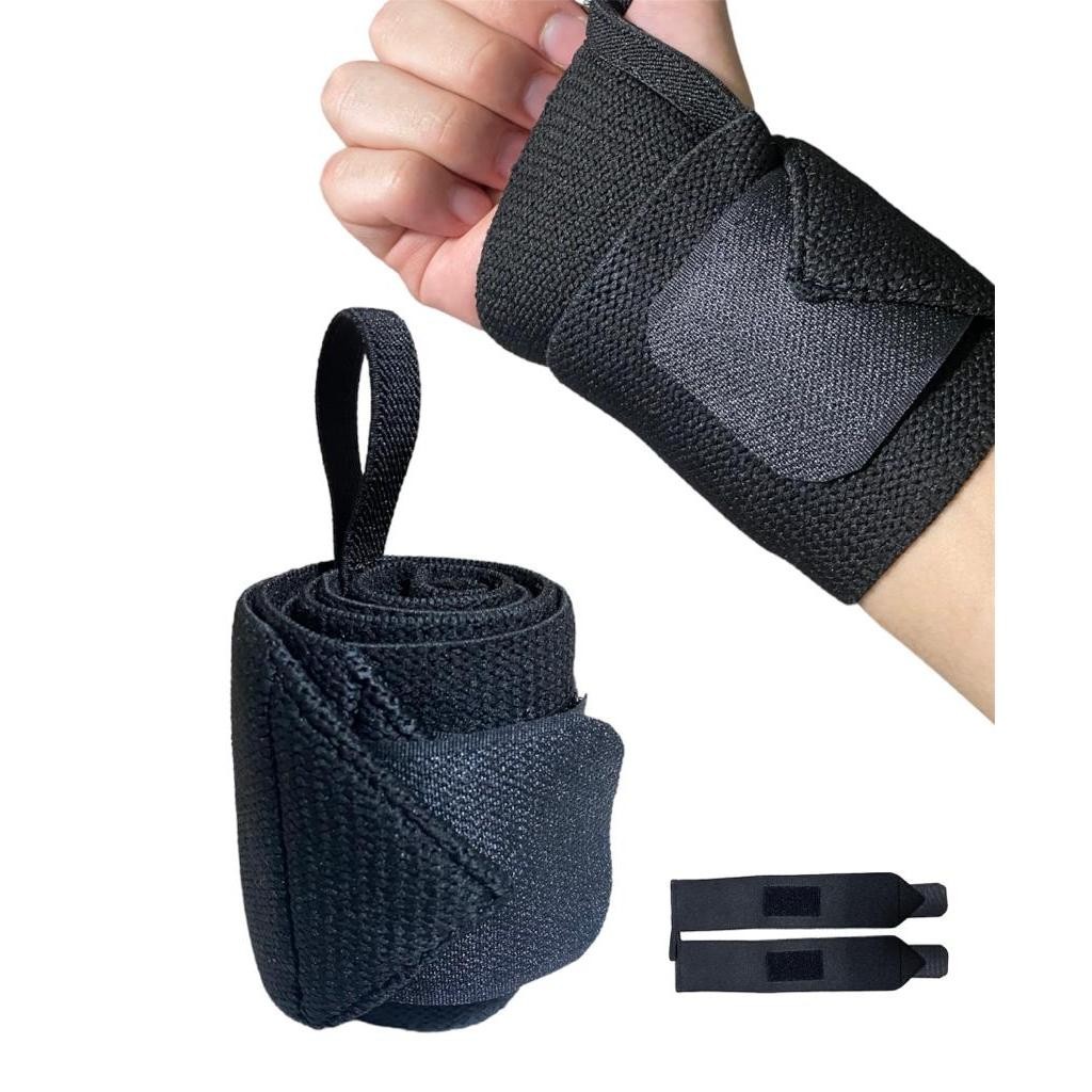 Munhequeira Crosfit Academia Protetora de Punho Grip Proficional Hand esporte Preta Par