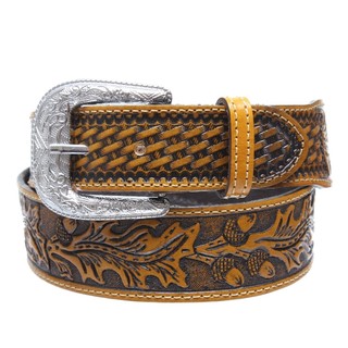 Cinto Country em Couro Bordado Marrom Cow Way 32462
