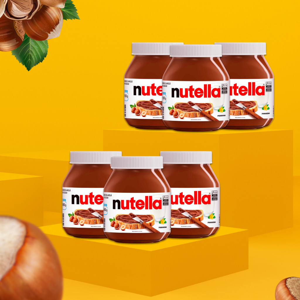 Kit 6 Nutella Creme De Avelã Com Cacau Pote Grande 650g Chocolate Cremoso Saboroso Pão Torrada Sobremesa Recheio Ferrero em Oferta na Shopee