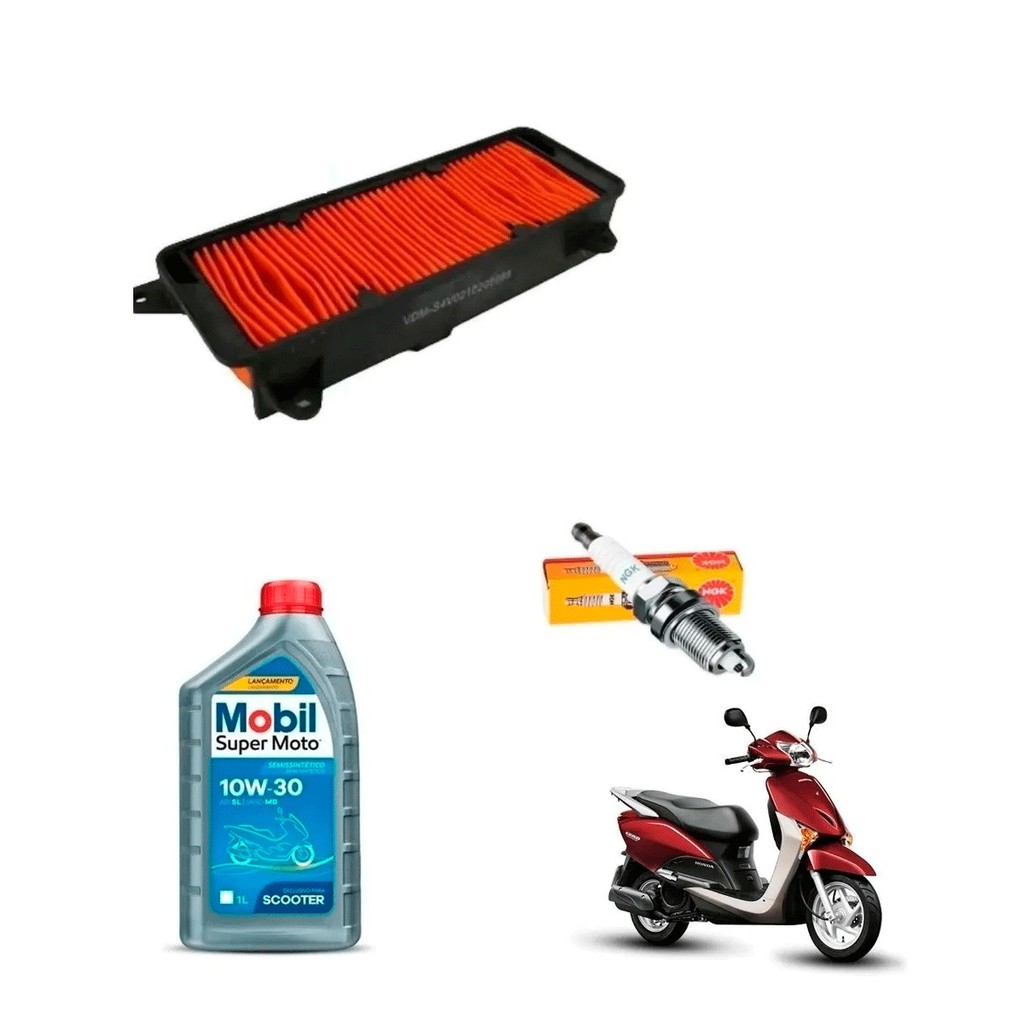 Kit Revisão Vela E Filtro E Oleo Scooter Honda Lead 110