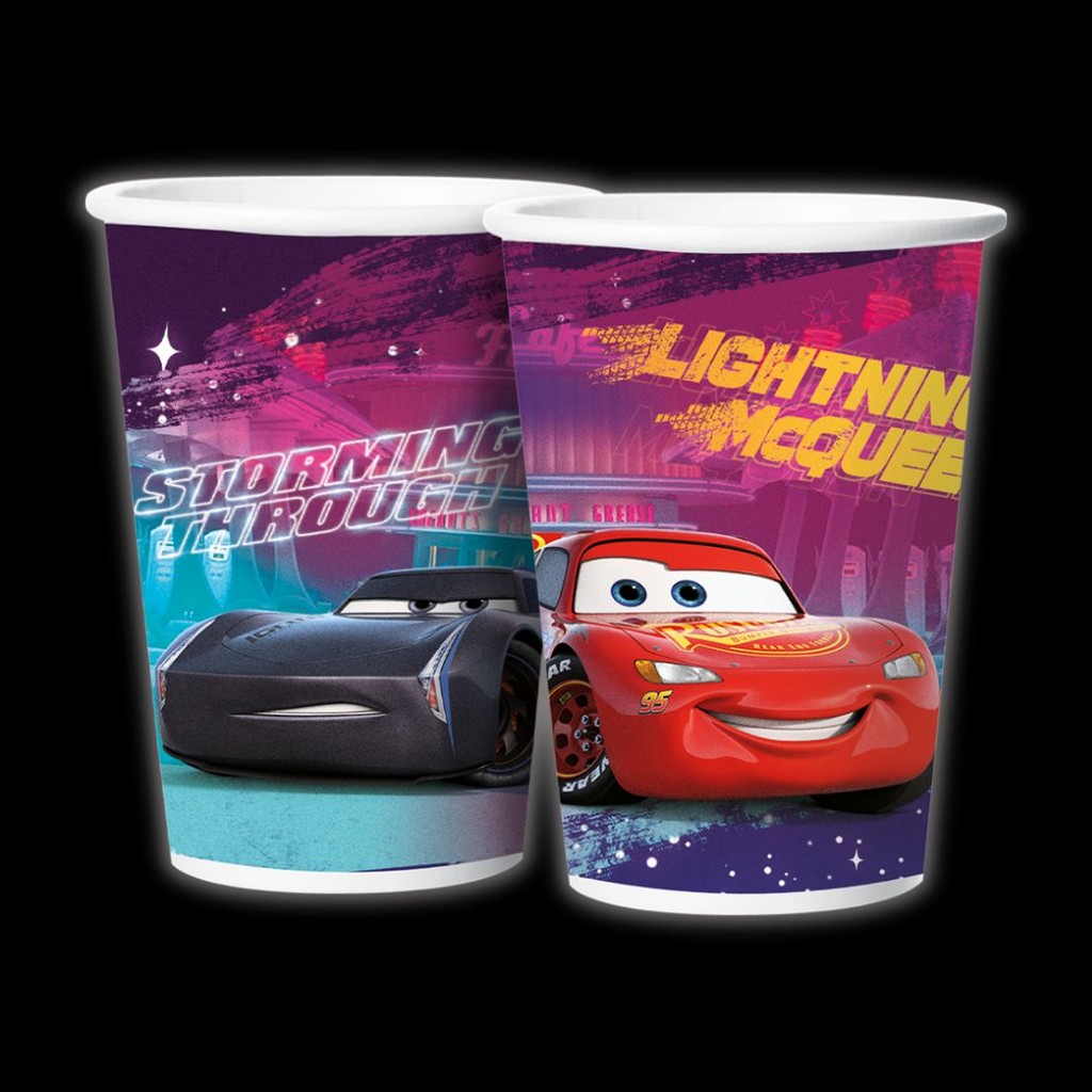 Detalhes do Kit Festa CARROS DISNEY  8 Pratos + 8 Copos Descartável 180 Ml Papel - REGINA
