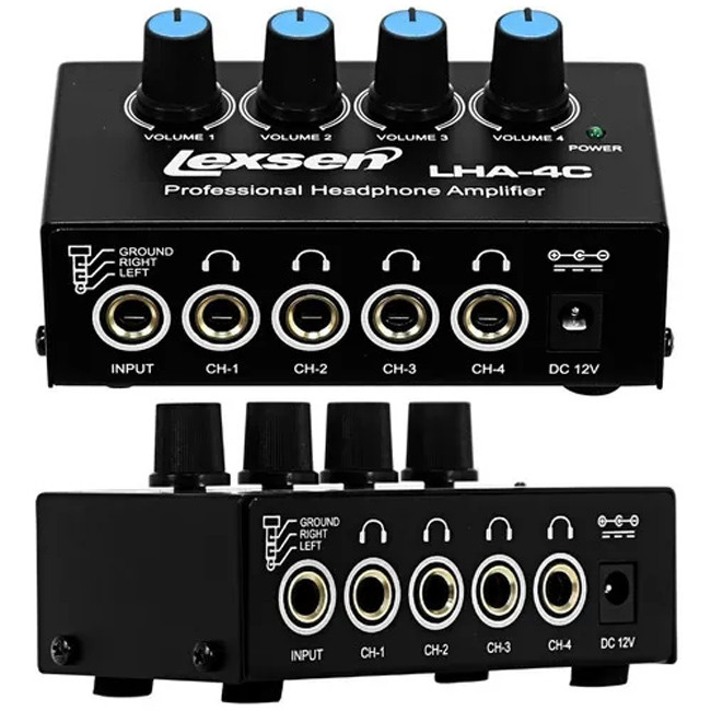 Kit 2un. Amplificador 4 Fones Profissional Lexsen LHA4C Powerplay