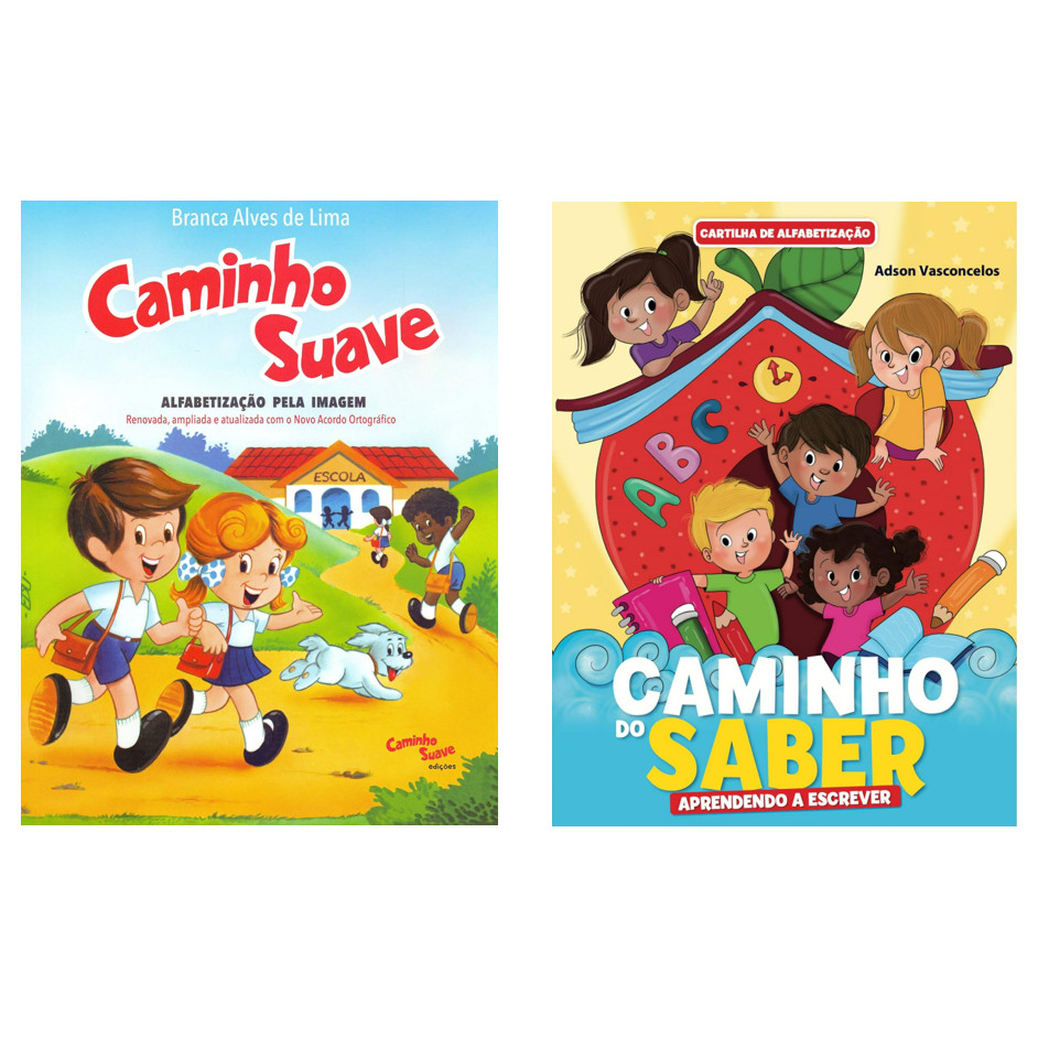 KIT 2 CARTILHAS - CAMINHO SUAVE ALFABETIZAÇÃO PELA IMAGEM + CAMINHO DO SABER - APRENDENDO A ESCREVER