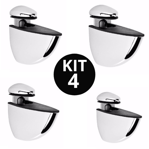 Kit com 4 Suporte Tucano Médio Plástico Cromado Para Prateleira Reforçado de Alta Qualidade Resistência