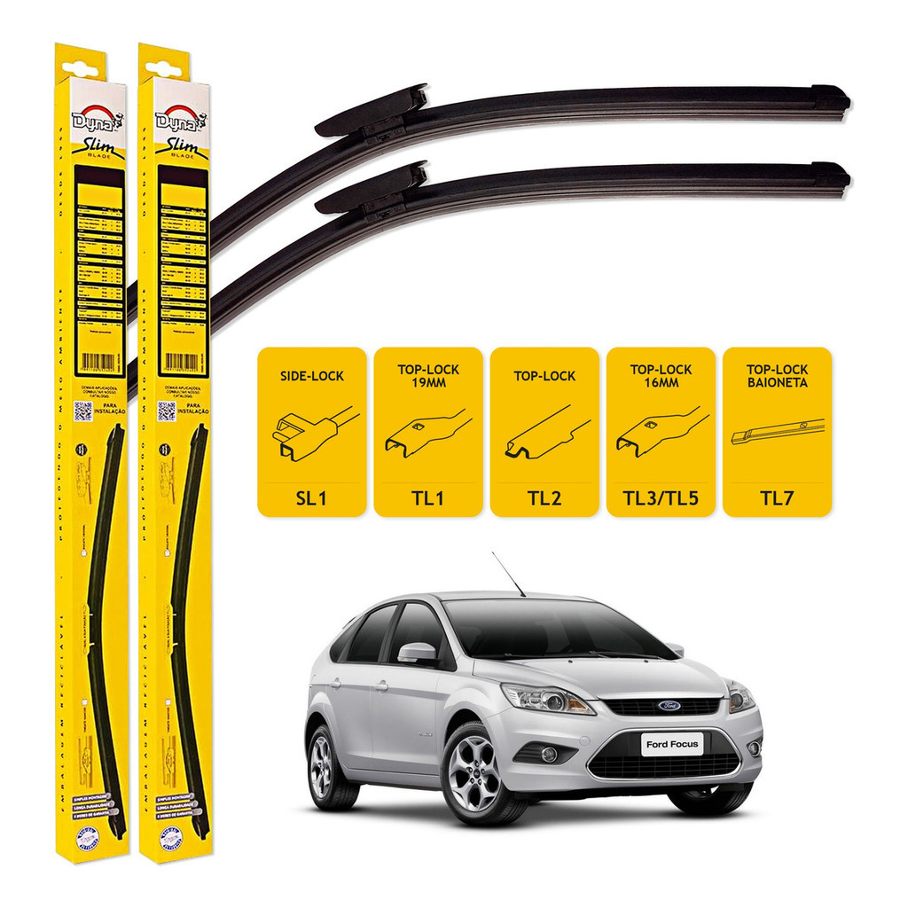 Par Palhetas Dyna Limpador Parabrisa Ford Focus Hatch 2008 A 2013