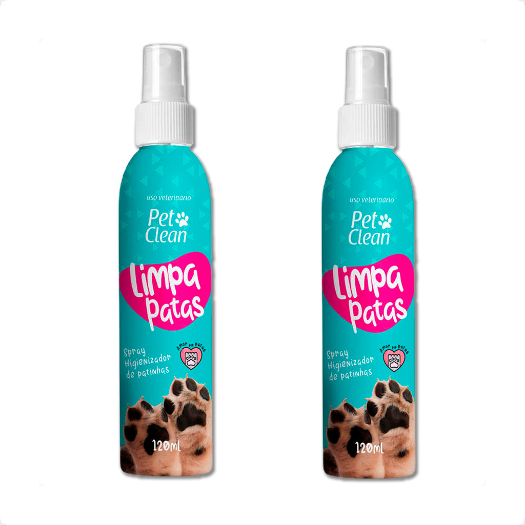Kit 2 Limpa Patas Pet Clean Spray Higienizador - 120ml em Oferta na Shopee