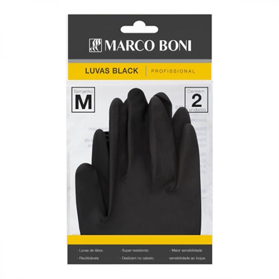 Luva Marco Boni Latex Black Profissional Tamanho M 2Un