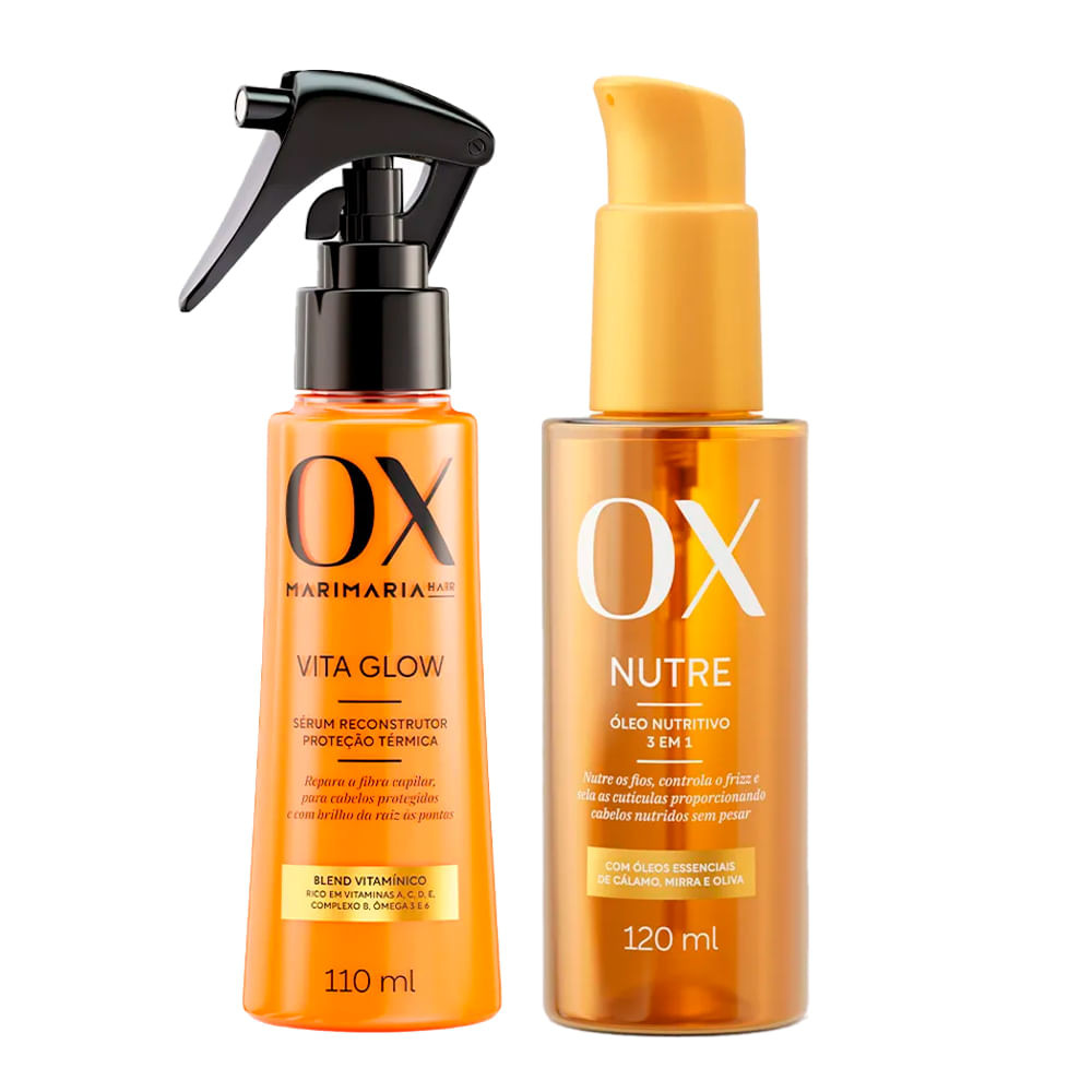 Kit Ox Sérum Ox Mari Maria Vita Glow 110ml E Óleo Capilar OX Nutritivo 3 Em 1 120ml - Beauty