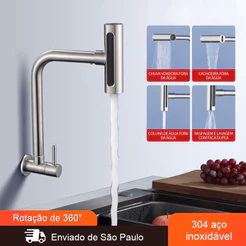 Torneira Banheiro de Inox 304 quatro modos Torneira montada na parede Spray Cozinha para de Gourmet