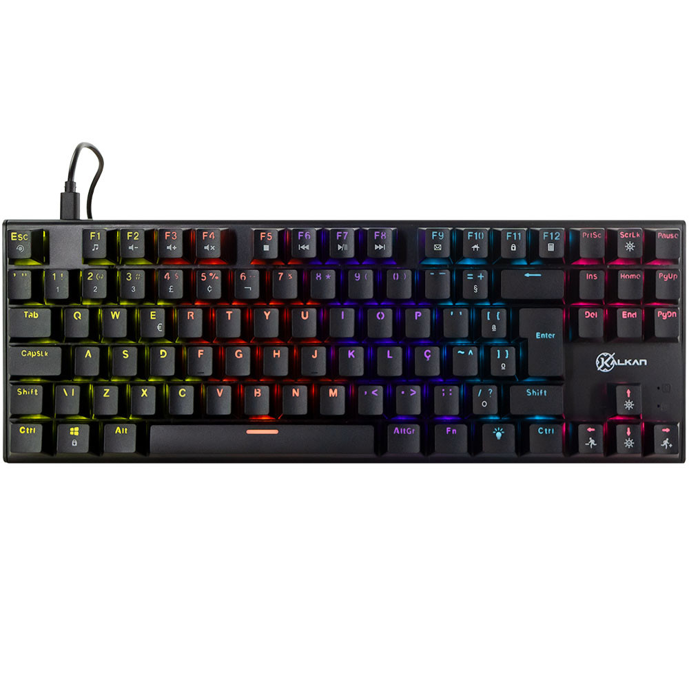 TECLADO MECANICO GAMER LOKI TKL RAINBOW SWITCH BROWN KALKAN PRETO KLK00014