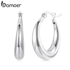 Brincos De Argola Com Design Original BAMOER , Joias Brilhantes De Simples , Presentes Para Mulheres YIE278-M