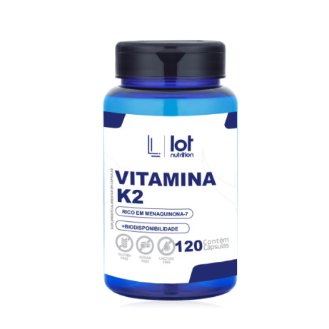 Vitamina K2 125mcg 120 Cápsulas Ossos e Articulações Cálcio Direcionado Lot Nutrition