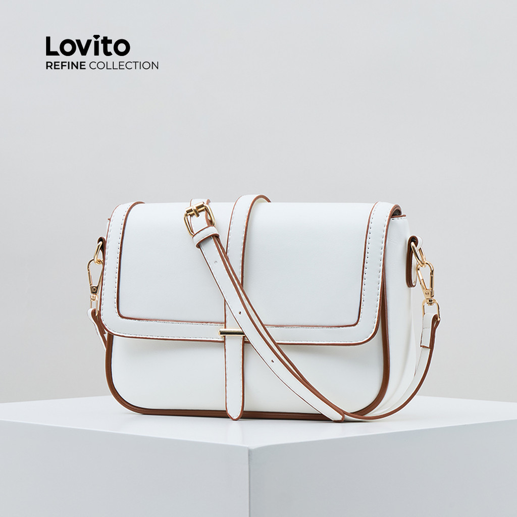(Trendy) (Lovito Refine) Elegante simples temperamento pequena bolsa de ombro para mulheres LFAR11018 - Women Bags