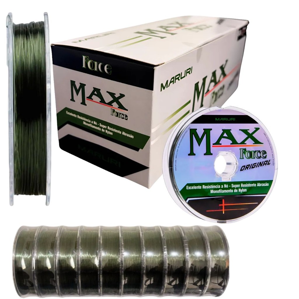 KIT 10 Unidades de  Linha Monofilamento Max Force Maruri 0,37MM 1000 Metros