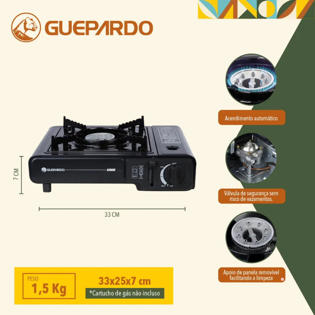 Fogareiro Portátil  Automático Uno Guepardo Camping