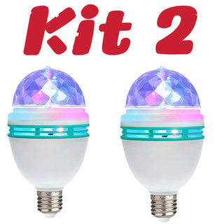 Kit 2 Lâmpada Led Giratória Colorida Globo De Luz Festa   jorge