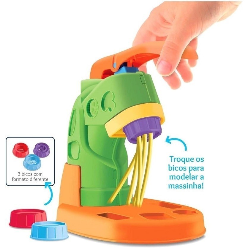 Mister Massas Divertoys 8125 – Máquina de Massinha + 3 Potes 50g + Acessórios