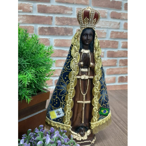 Imagem Nossa Senhora Aparecida 30cm Manto Azul E Dourado Santa Lindissima em Oferta na Shopee
