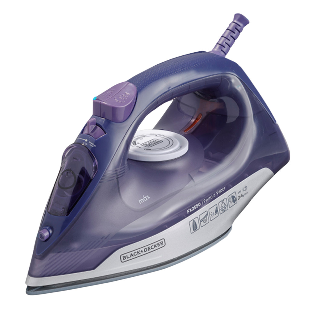 Ferro Passar Roupas A Vapor Black+Decker FX2550 2000w 220v 51 Furos Base Cerâmica Vapor Vertical Spray Frontal